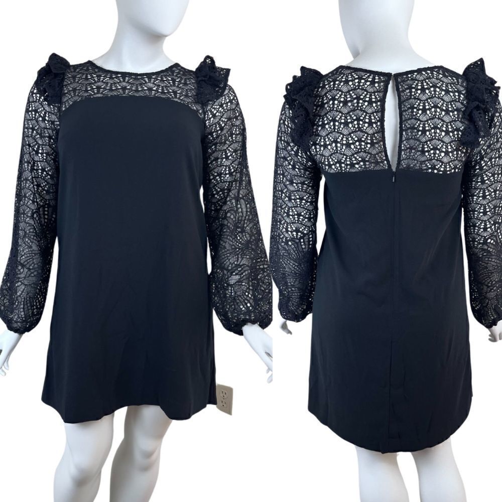 Lilly Pulitzer Karolina Women Size 12 Black Lace Crochet Ruffle Shift NEW Dress
